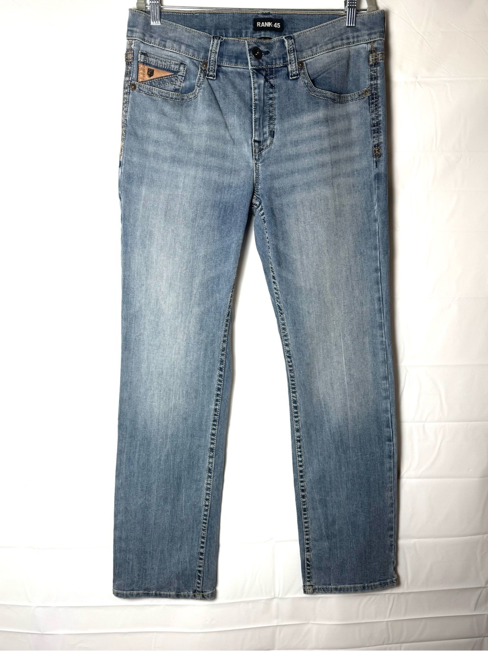 RANK.45 Men’s Light Blue Denim Straight Jeans Size 32X32. Like New